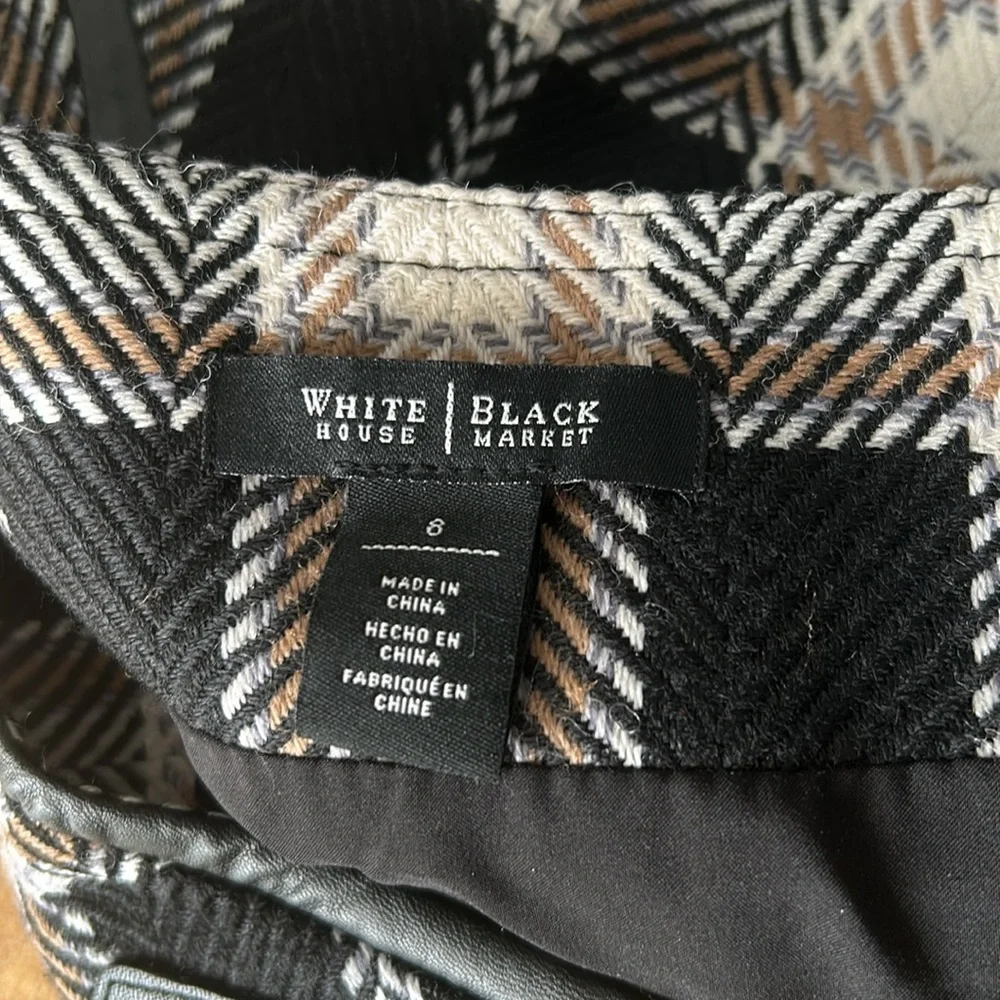 White House Black Market Black and White Plaid Skirt - Picture 7 of 8